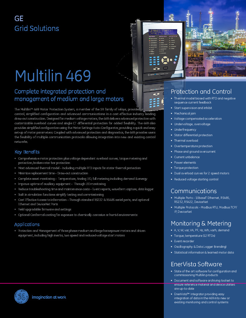 First Page Image of 469-P5-HI-A20 GE Multilin 469 Brochure.pdf